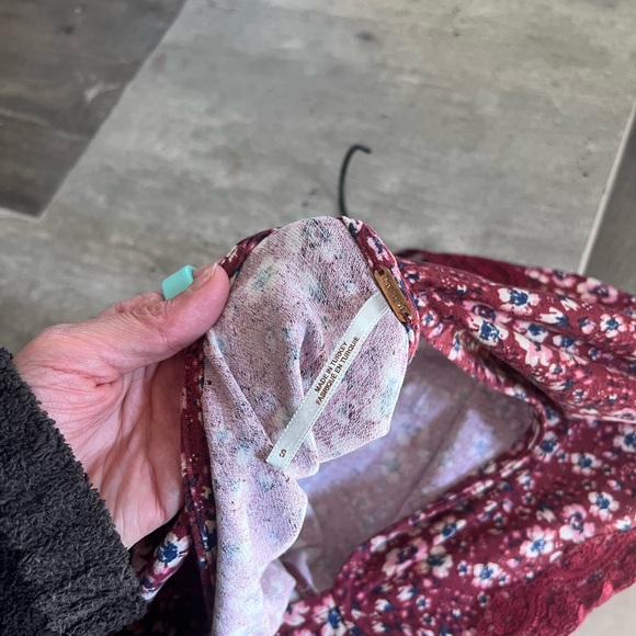 Free People Sweet Talker Red Mini Dress Floral Burgundy small sm - Picture 6 of 8